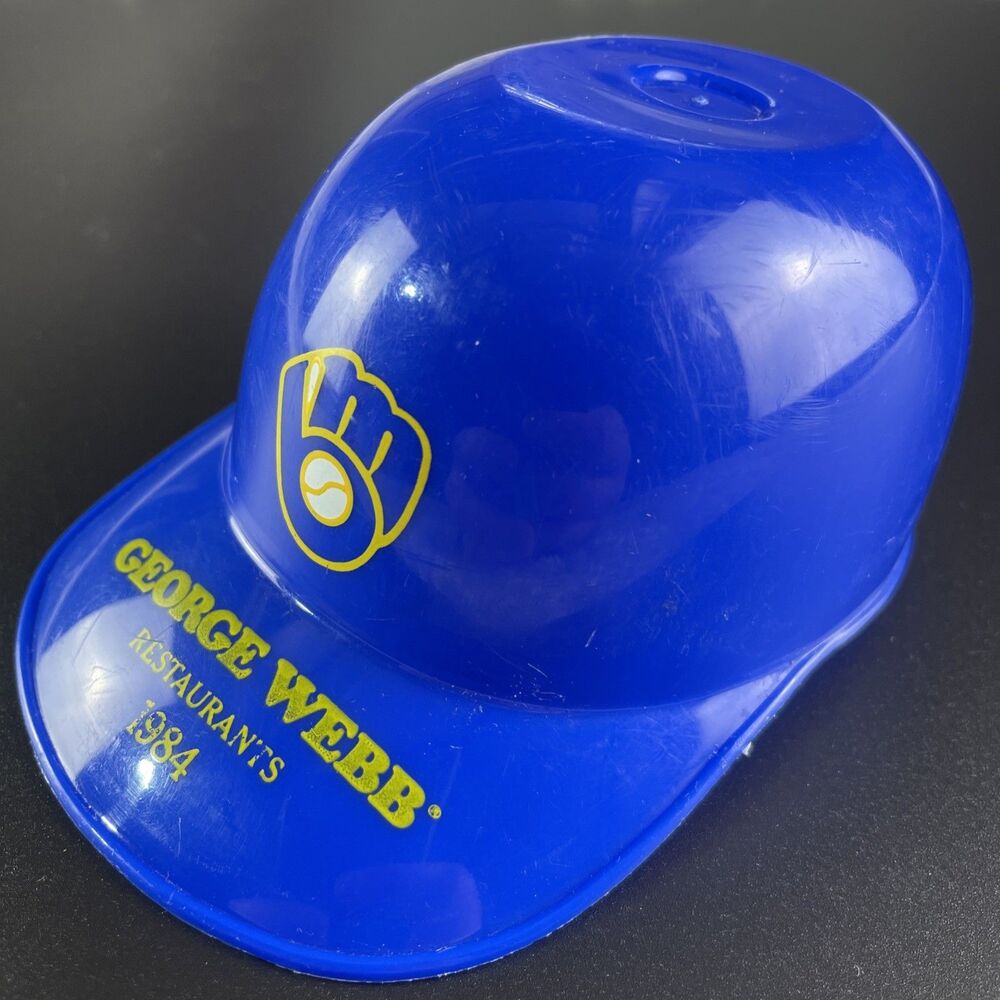 Vintage Milwaukee Brewers Souvenir Mini Helmet Blue 5.5-Inch 1984 George Webb